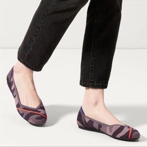 Like New Rothy’s Camo Taupe Orange Racing Stripe The Flat Round Toe Retired